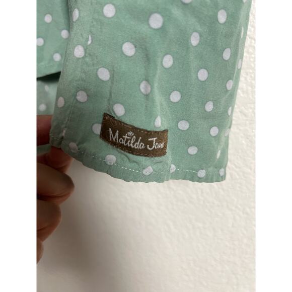 Matilda Jane Green Lace Polka Dot Print V-Neck 3/4 Sleeve Button Up Top Size L - Picture 8 of 9